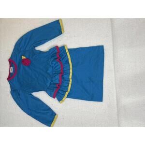 Vintage Cherokee Adorable Blue & Pink Ruffled Kids Dress